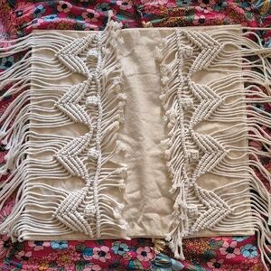 Phantoscope Bohemian Boho Shabby Chic Macrame Throw Pillow Cover Cream Zip Close